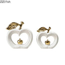 DecorBites™ Apple Sculpture: Gold-Plated Ceramic Desk Ornament for Minimalist Room Decor