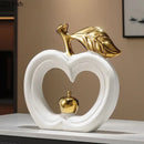 DecorBites™ Apple Sculpture: Gold-Plated Ceramic Desk Ornament for Minimalist Room Decor