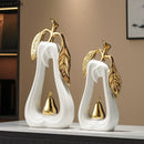 DecorBites™ Apple Sculpture: Gold-Plated Ceramic Desk Ornament for Minimalist Room Decor