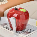 Glossy red apple shape ceramic tissue box living room decor
