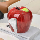 Glossy red apple shape ceramic tissue box living room decor