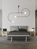 DecorBites™ Arc Line Chandelier: Nordic Suspension Pendant for Living Dining Room Kitchen