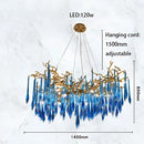 DecorBites™ Art Deco Blue Queen Crystal Chandelier for Living Room