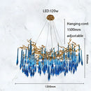 DecorBites™ Art Deco Blue Queen Crystal Chandelier for Living Room