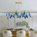 DecorBites™ Art Deco Blue Queen Crystal Chandelier for Living Room
