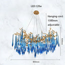 DecorBites™ Art Deco Blue Queen Crystal Chandelier for Living Room