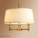 Art deco copper pendant light with fabric shade for dining room