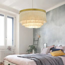 DecorBites™ Art Deco Cotton Thread Tiered Chandelier in Black Gold Finishing