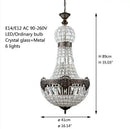 Art deco crystal led chandelier antique brass for bedroom