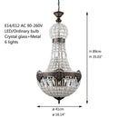 DecorBites™ Art Deco Crystal LED Chandelier in 2 Sizes for Parlor, Bedroom, Lobby, Hotel