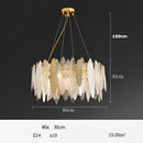 Art deco glass leaf chandelier amber & gold dining room light