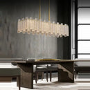 DecorBites™ Art Deco Golden Copper Glass Chandelier LED Lighting Fixture