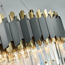 Decorbites art deco gray & gold crystal chandelier foyer light
