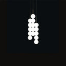 DecorBites™ Art Deco LED Glass Pingpong Pendant Light in Gold Chrome Black.
