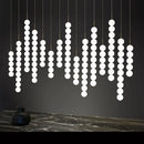 DecorBites™ Art Deco LED Glass Pingpong Pendant Light in Gold Chrome Black.