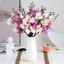Purple & white artificial orchid magnolia bouquet living room decor