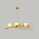 DecorBites™ Artistic Aluminum Wire Nest Island Lamp with Wood Egg and Bird: A Unique Suspension for Dining Room