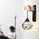 Modern wood and black & white artistic metal iron wall lamp bedroom