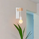 Modern wood and black & white artistic metal iron wall lamp bedroom
