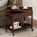 Dark brown ash wood coffee table with folding desktop storage living room