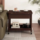 Dark brown ash wood coffee table with folding desktop storage living room