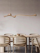 DecorBites™ Ash Wood LED Pendant Lights: Dimmable, RC/APP Controlled for Indoor Decor.