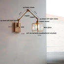 DecorBites™ Ash Wood LED Swing Arm Wall Light with Pull Chain Switch & Blue Glass