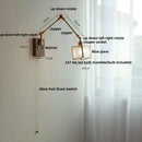 DecorBites™ Ash Wood LED Swing Arm Wall Light with Pull Chain Switch & Blue Glass