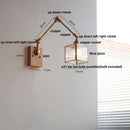 DecorBites™ Ash Wood LED Swing Arm Wall Light with Pull Chain Switch & Blue Glass