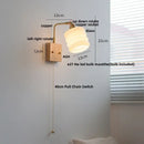 DecorBites™ Ash Wood LED Wall Light Fixture with Pull Chain Switch, Modern Nordic Design
