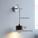 DecorBites™ Ash Wood LED Wall Light with Pull Chain Switch – Japanese Style Bedside Lamp