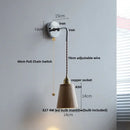 DecorBites™ Ash Wood LED Wall Light with Pull Chain Switch – Japanese Style Bedside Lamp