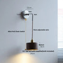 DecorBites™ Ash Wood LED Wall Light with Pull Chain Switch – Japanese Style Bedside Lamp