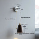 DecorBites™ Ash Wood LED Wall Light with Pull Chain Switch – Japanese Style Bedside Lamp