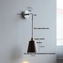 DecorBites™ Ash Wood LED Wall Light with Pull Chain Switch – Japanese Style Bedside Lamp