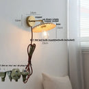 DecorBites™ Ash Wood LED Wall Lights Living Room Porch Stair Nordic Modern Up Down Rotate Pull Chain Switch Bedside Lamp