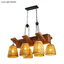 DecorBites™ Asia Rattan Island Dining Room Light Fixture, Brown Tapered Suspension
