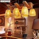 DecorBites™ Asia Rattan Island Dining Room Light Fixture, Brown Tapered Suspension
