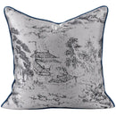Asian landscape painting gray pillow cover living room decor