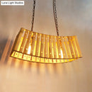 DecorBites™ Asian Style Bamboo Linear Island Chandelier - Beige Multi Light for Dining Table