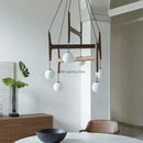 DecorBites™ ASTRA Wood Pendant Light Multi Head LED Chandelier Interior Decor Lamp