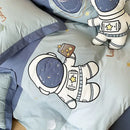 Astronaut cartoon embroidery light blue cotton bedding set bedroom