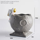 Astronaut white & gold moon pen holder figurines for office desk