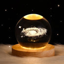 Saturn 3d crystal ball night light bedroom wooden base lamp