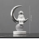 DecorBites™ Astronaut Figurines: Modern Spaceman with Moon Sculpture, Perfect Gift for Man & Boyfriend