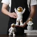 DecorBites™ Astronaut Figurines: Modern Spaceman with Moon Sculpture, Perfect Gift for Man & Boyfriend