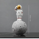 DecorBites™ Astronaut Figurines: Modern Spaceman with Moon Sculpture, Perfect Gift for Man & Boyfriend