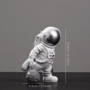 DecorBites™ Astronaut Figurines: Modern Spaceman with Moon Sculpture, Perfect Gift for Man & Boyfriend