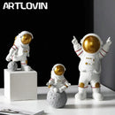 DecorBites™ Astronaut Figurines: Modern Spaceman with Moon Sculpture, Perfect Gift for Man & Boyfriend