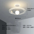 Whimsical blue & gold astronaut led chandelier nursery pendant light